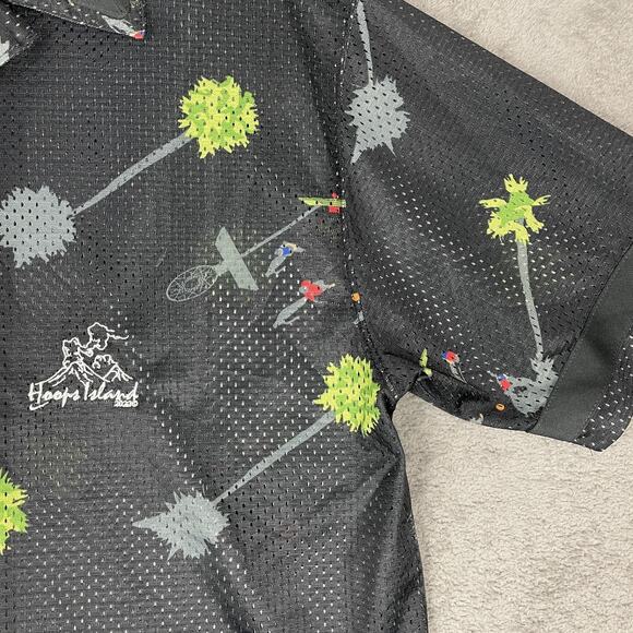 Nike Hoops Island Shirt Mens Medium Black Dri-FIT Mesh Palm Tree Button Up 2023 - Picture 3 of 9